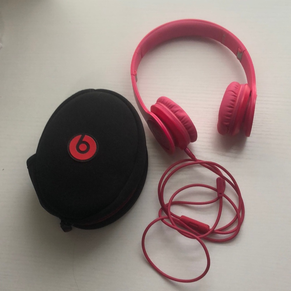 PINK Beats by Dr. Dre Solo HD WIRED Headphones with CASE